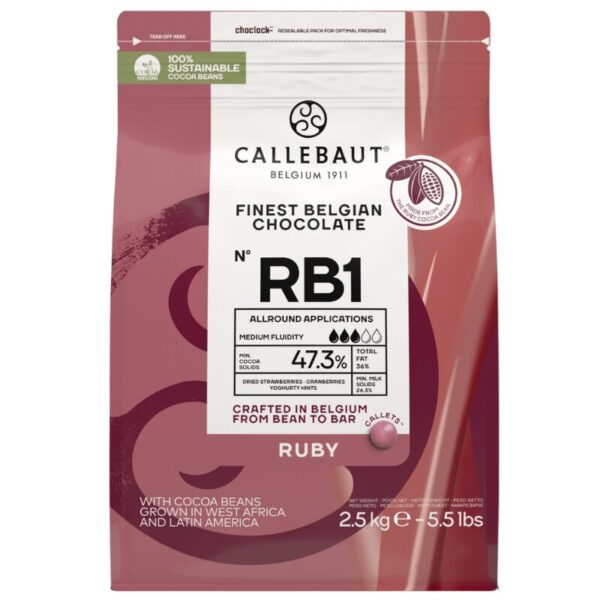 Pink chocolate Callebaut Ruby (47.3%), 500g