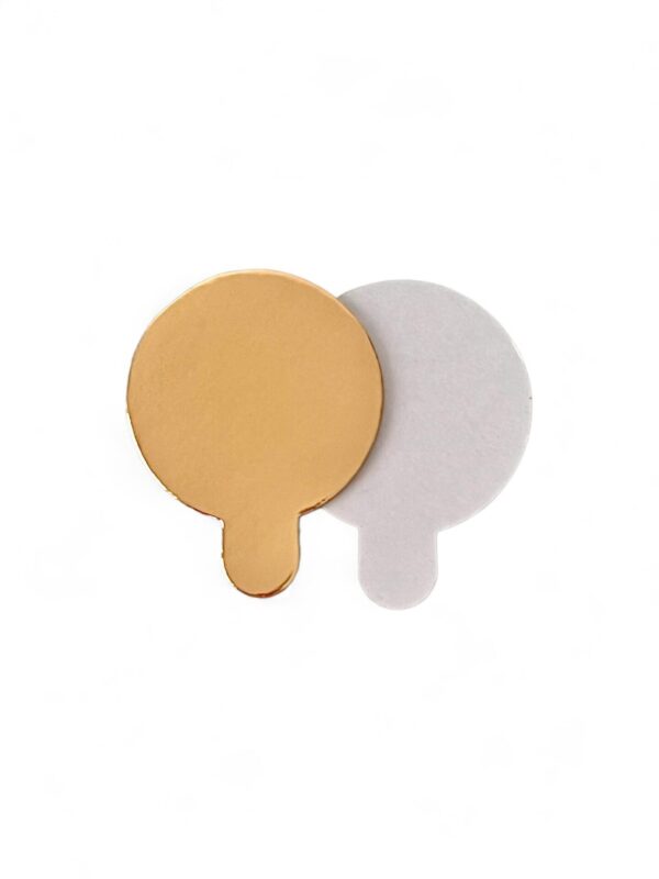 Round coasters white/gold, 5cm, 100pcs