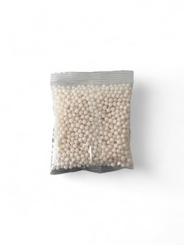 White sprinkles, 5mm, 100g.