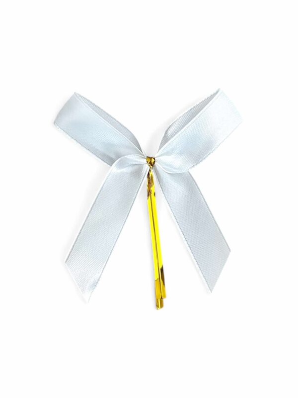 White ribbons with wire, 100pcs