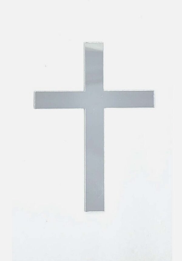 Acrylic cake decoration "Cross", silver 1 pc.