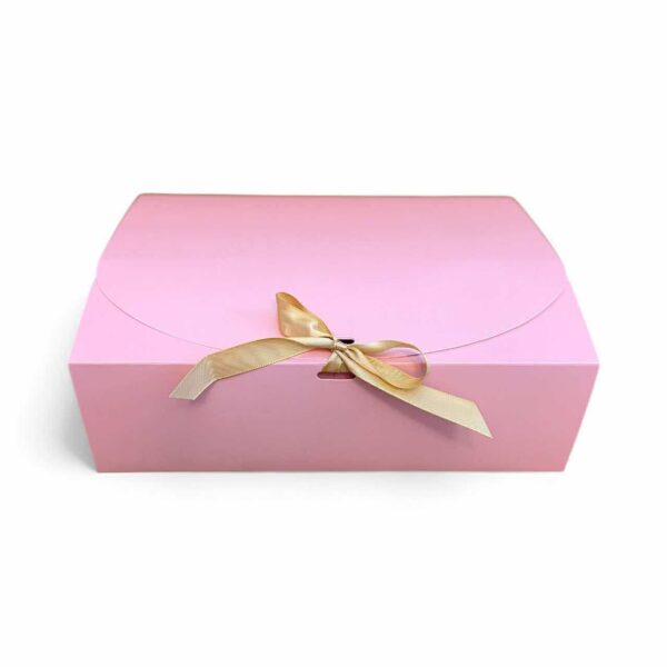 Pink festive box with ribbon, 1 pc.