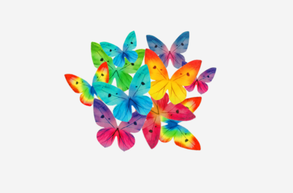 Waffle butterflies of various colors, 17pcs.