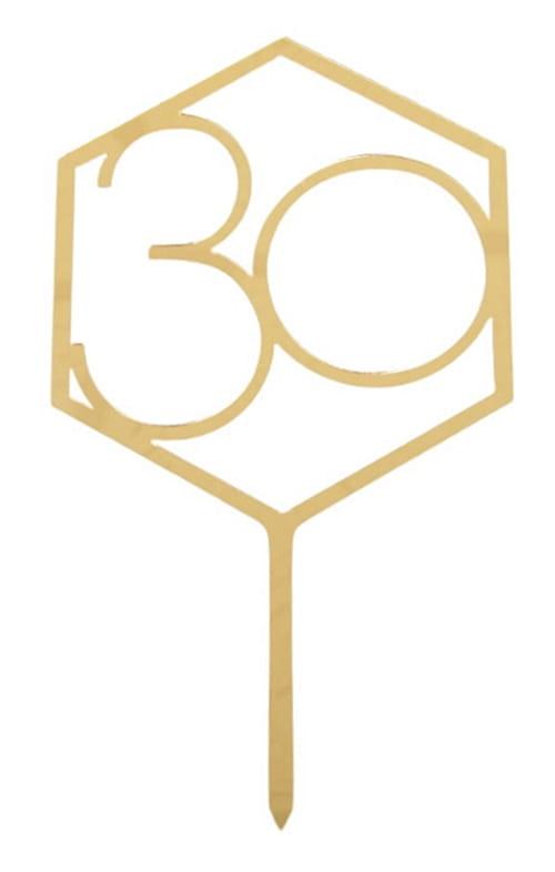 Acrylic cake decoration "30", 1 pc.