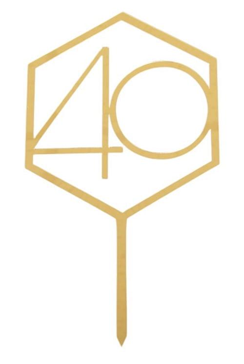 Acrylic cake decoration "40", 1 pc.